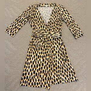 Diane Von Furstenberg Black and Yellow Wrap Dress